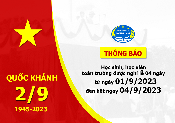 Thông báo nghỉ lễ Quốc khánh 02/9 năm 2023